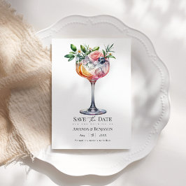 Exotisk Blommig Rosa Cocktail Destination Bröllop Spara Datumet