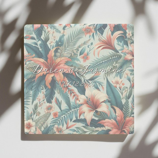 Exotisk Blommigt Elegant Tropical Handflatan Löv B Stenunderlägg (Skapare uppladdad)
