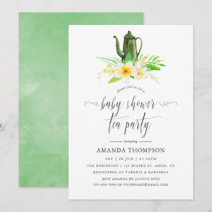 Exotisk Blommigt Frangipani Baby Shower Tea Party Inbjudningar