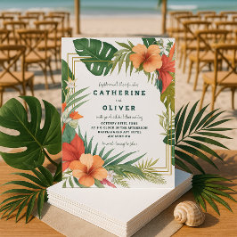 Exotisk Blommigt Handflatan Tropical Garden Weddin Inbjudningar