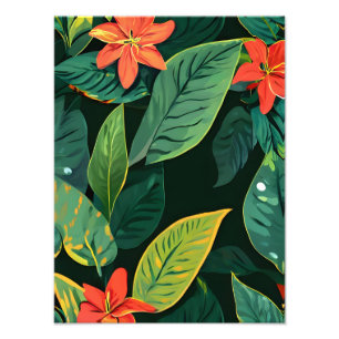 Exotisk Blommigt Paradise Seamless Mönster Fototryck