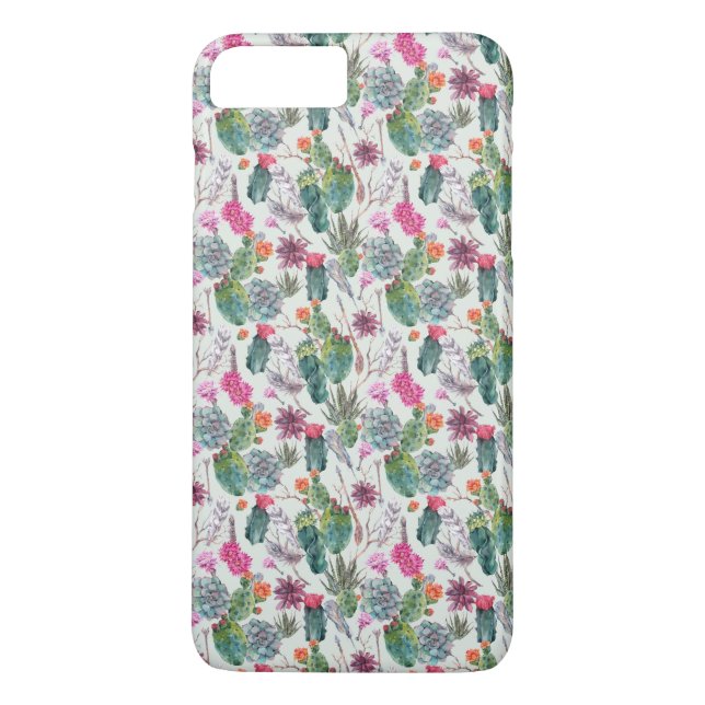 Exotisk Boho vattenfärgkaktus & suckulent mönster Case-Mate iPhone Skal (Baksida)