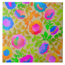 Exotisk Chintz Blommig Beige Kakelplatta