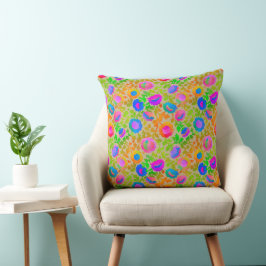 Exotisk Chintz Blommig Beige Kudde