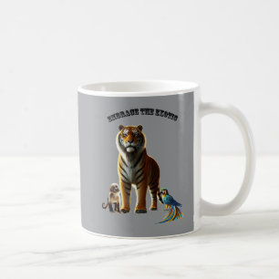 Exotisk Djurälskare med tigern, apan och Macaw URM Kaffemugg