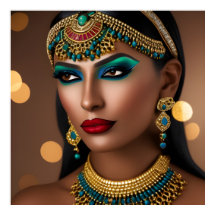 Exotisk egyptisk guld-grönt, blå jewelkvinna