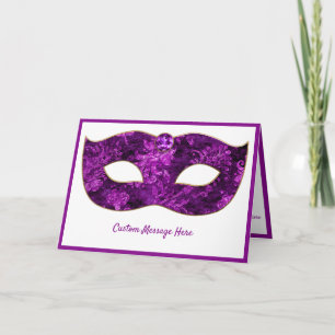 Exotisk Elegant Mardi Gras Lila Mask Anpassa Kort