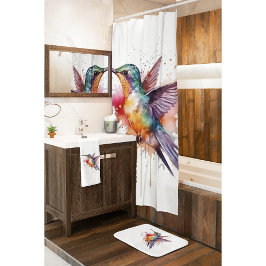 exotisk färgad hummingbird i vattenfärg badrumsmatta