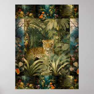 Exotisk färgad tiggare i Forest Art Collage Poster