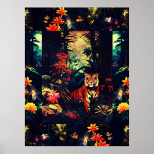 Exotisk färgad tiggare i Forest Art Collage Poster