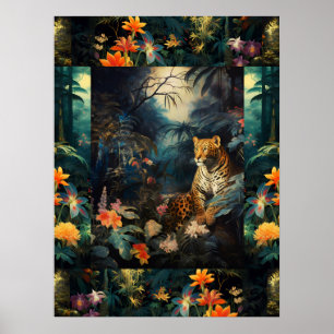 Exotisk färgad tiggare i Forest Art Collage Poster