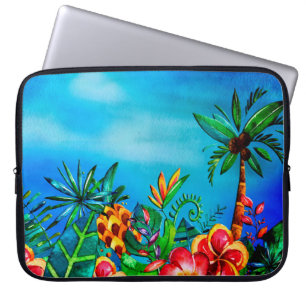 Exotisk färgrik blommadjungel - Aloha Laptop Fodral