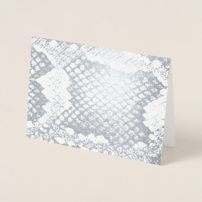 Exotisk fet orm-skal struktur mönster silver folierat kort (Framsida)