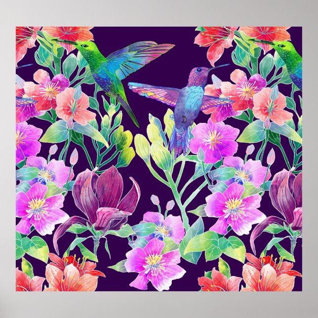 Exotisk Flora och fauna: Seamless Mönster Poster (Framsidan)