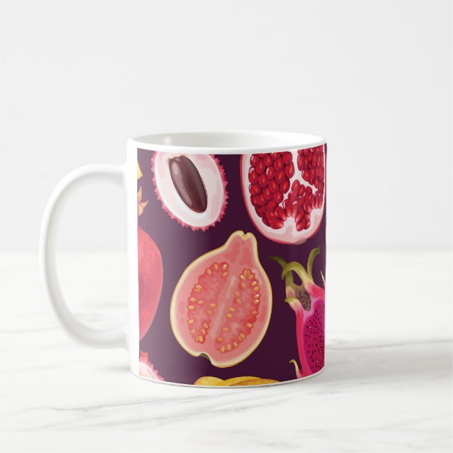 Exotisk frukt: färglös, sömlös mönster kaffemugg (Vänster)