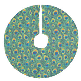 Exotisk grönt för juvel för påfågelfjädermönster julgransmatta fusklinne