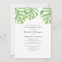 Exotisk grönt löv. Tropisk förlovningsfest Inbjudningar