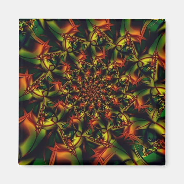 exotisk | Grönt och Gult Bilder Magnet (Framsidan)