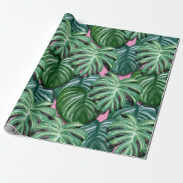 Exotisk Grönt Tropical Löv Mönster Presentpapper