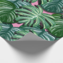 Exotisk Grönt Tropical Löv Mönster Presentpapper