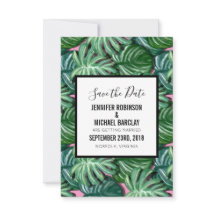 Exotisk Grönt Tropical Löv Mönster Spara datum