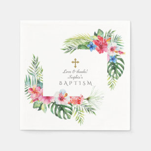 Exotisk hawaiiansk tropisk blomster ram dop pappersservett