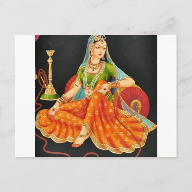 EXOTISK INDIAN PRINCESS PAINING VYKORT (Framsida)