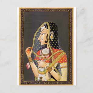 EXOTISK INDIAN PRINCESS VINTAGE PAINING VYKORT