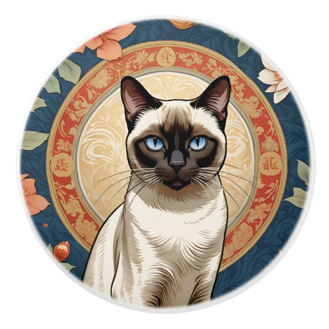 Exotisk katt #2 keramiskt dragande knopp (Framsidan)