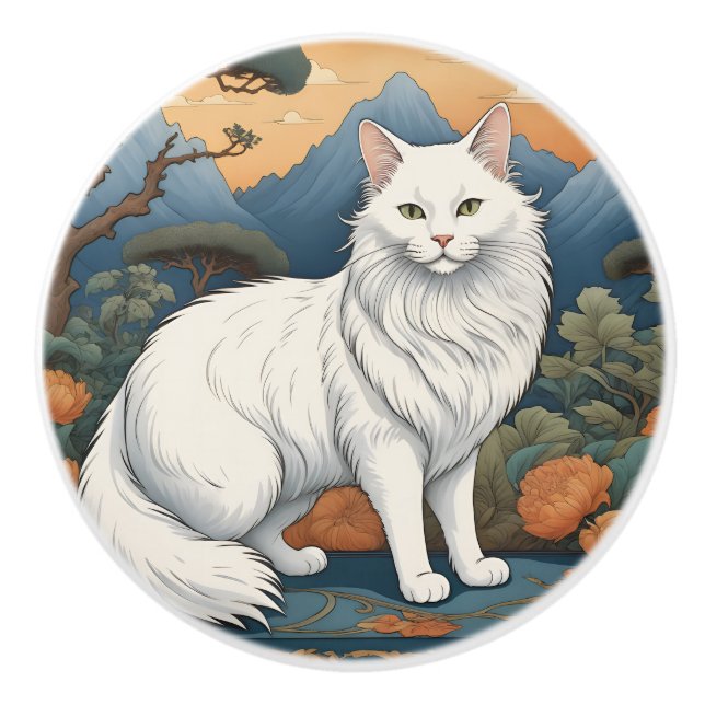 Exotisk katt #7 keramiskt dragande knopp (Framsidan)