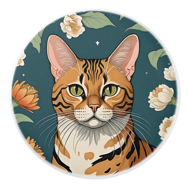 Exotisk katt #8 keramiskt dragspel knopp (Framsidan)