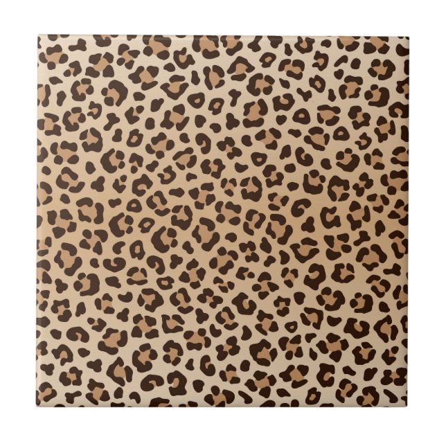 Exotisk leopardtrycksmönsterdesign kakelplatta (Framsidan)