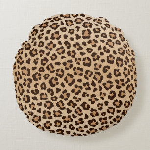 Exotisk leopardtrycksmönsterdesign rund kudde