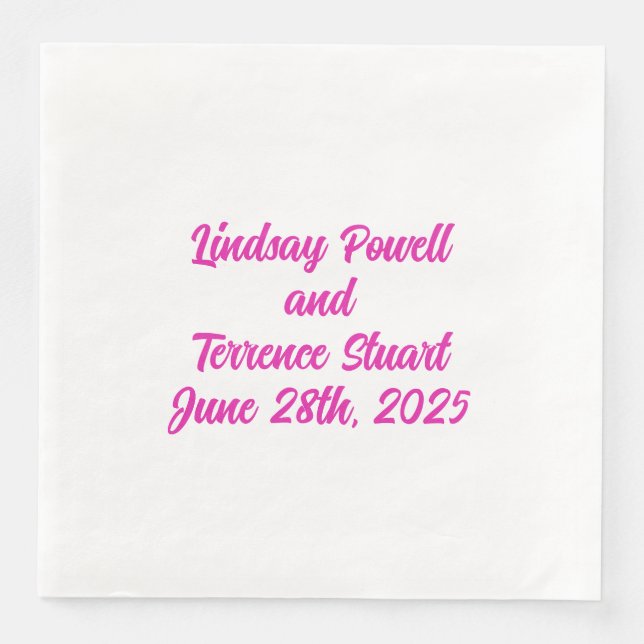 Exotisk Magenta Bröllop 1940 Pappersservett (Framsida)