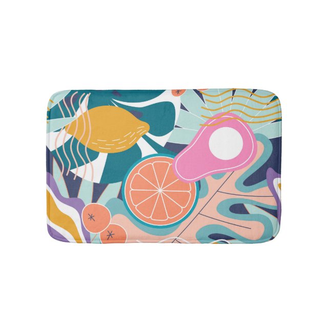 Exotisk, modern djungelkollage. badrumsmatta (Framsidan)