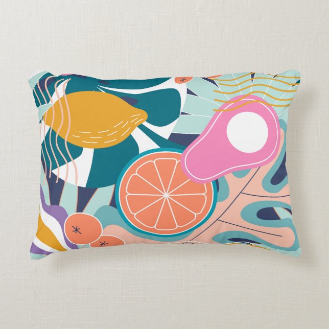 Exotisk, modern djungelkollage. prydnadskudde (Framsidan)