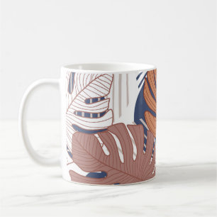 Exotisk monstera löv, vintage tropiskt. kaffemugg