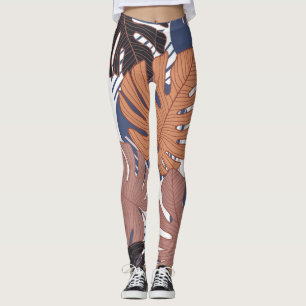 Exotisk monstera löv, vintage tropiskt. leggings