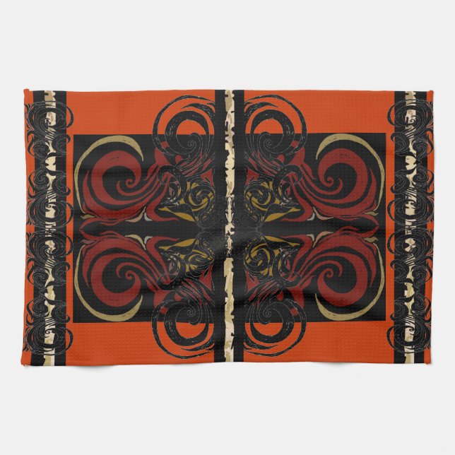 Exotisk orange handduk kökshandduk (Horisontell)