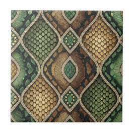 Exotisk Ornamentisk Geometrisk Ormhudsmönsterdesig Kakelplatta