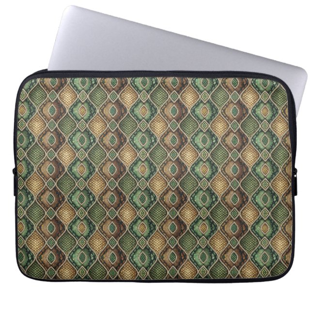 Exotisk Ornamentisk Geometrisk Ormhudsmönsterdesig Laptop Fodral (Framsidan)