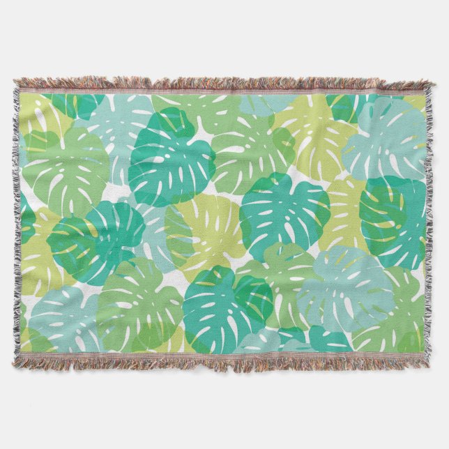 Exotisk ostfabrik: Tropical Monstera Filt (Framsidan)