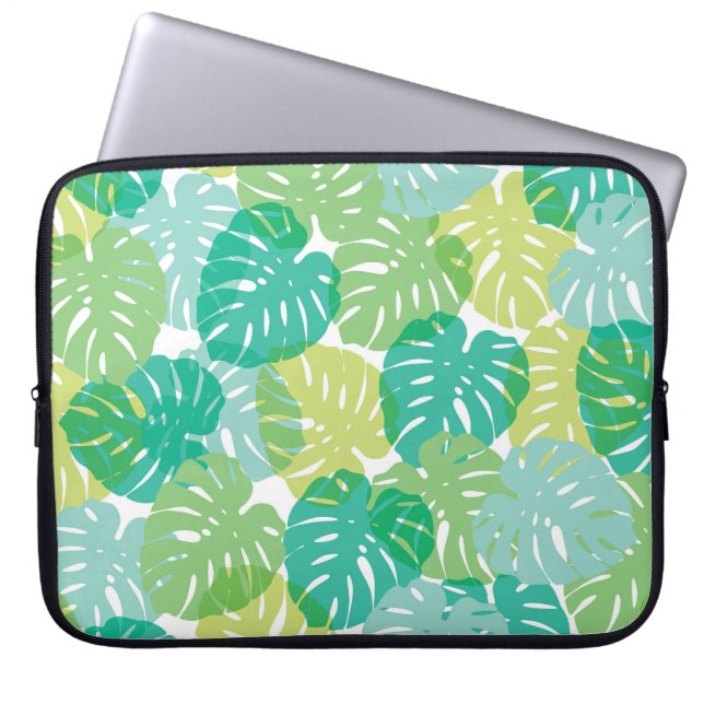 Exotisk ostfabrik: Tropical Monstera Laptop Fodral (Framsidan)