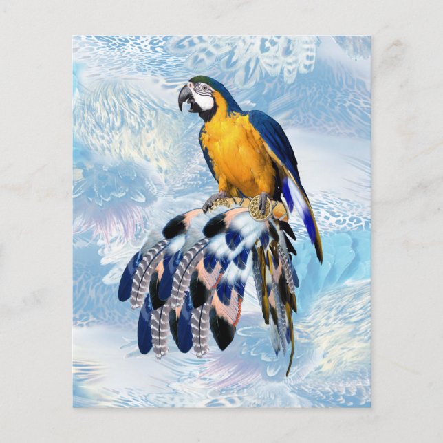 Exotisk-papegoja Blå ton fjädrar  (Framsida)