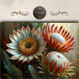 Exotisk Protea Trädgårdsdecoupage