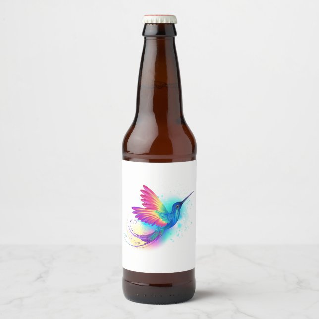 Exotisk regnbåge kolibri ölflaska etikett (Framsida)