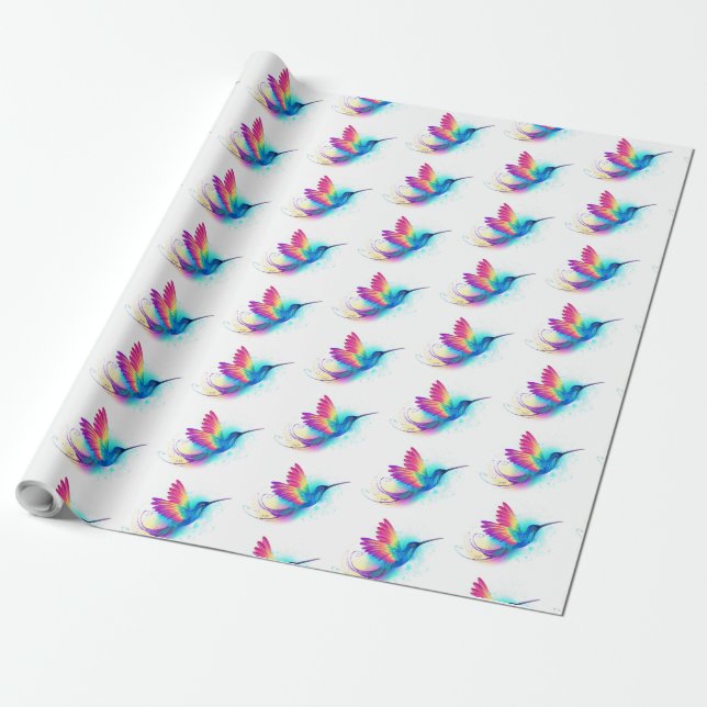 Exotisk regnbågsfågel presentpapper (Utrullad)