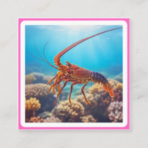 Exotisk Röd Hummer - Lyxig Marin kräftdjur Sticker Fyrkantigt Visitkort