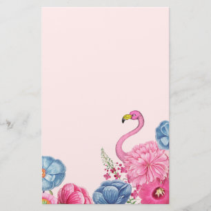 Exotisk rosa flamingo trädgård 2 brevpapper