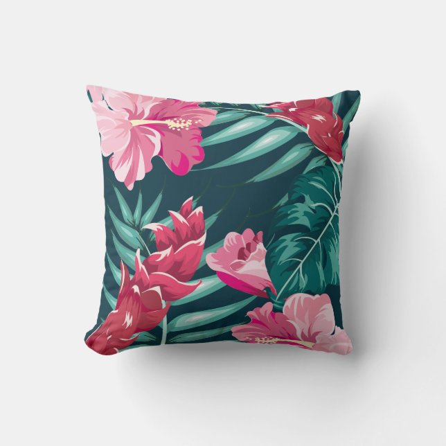 Exotisk Rosa Flowers Monogram Kudde (Framsida)